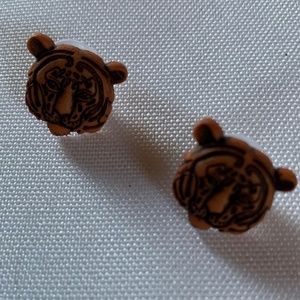 NWT. Handmade Pierced Earrings of Tiger Face!